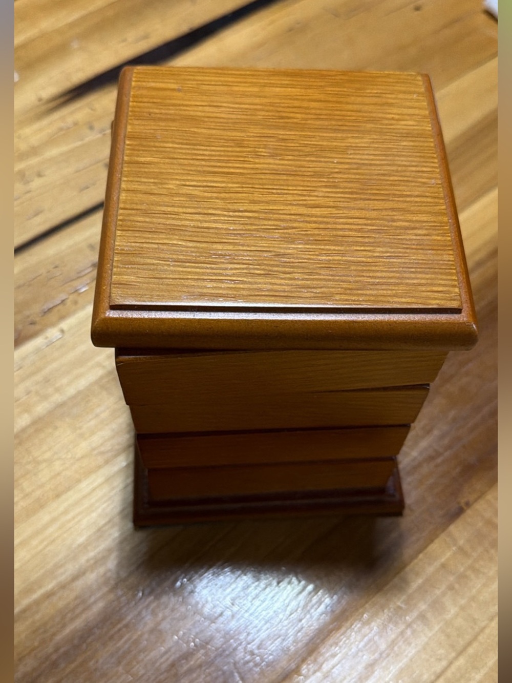 Stackable Wooden Jewelry Organizer Box in Brown
